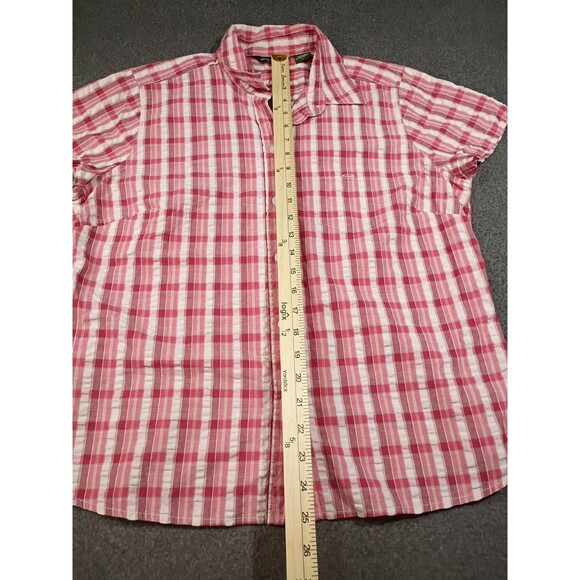 Eddie Bauer Shirt Women's Button Down Short Sleeve Plaid Pink Size Large - Picture 6 of 11